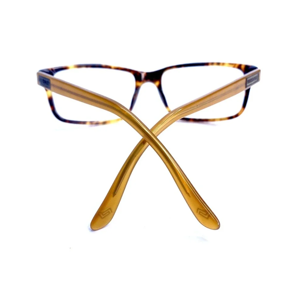 Versace Brown Tortoise Rectangular Wrap Eyeglass Frames 54 17 135 Vintage Italy